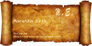 Maretka Erik névjegykártya